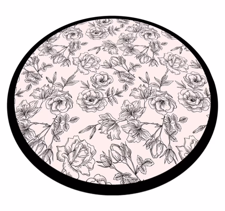 Tapis vinyle fleurs et plantes cercle de motifs floraux - TenStickers