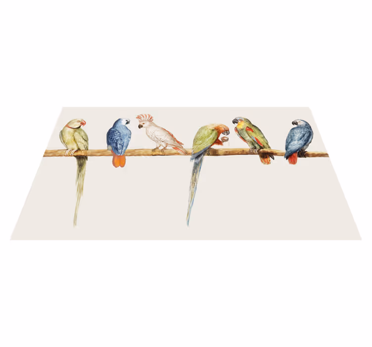 Tapis vinyle animaux illustration de perroquets - TenStickers