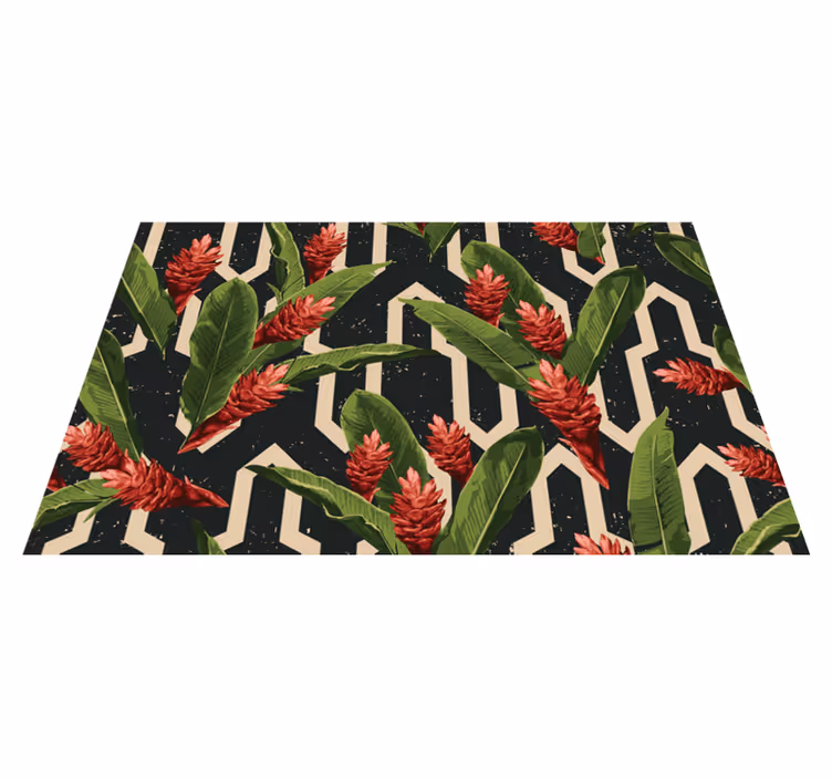 Tapis vinyle fleurs et plantes botanique géométrique - TenStickers