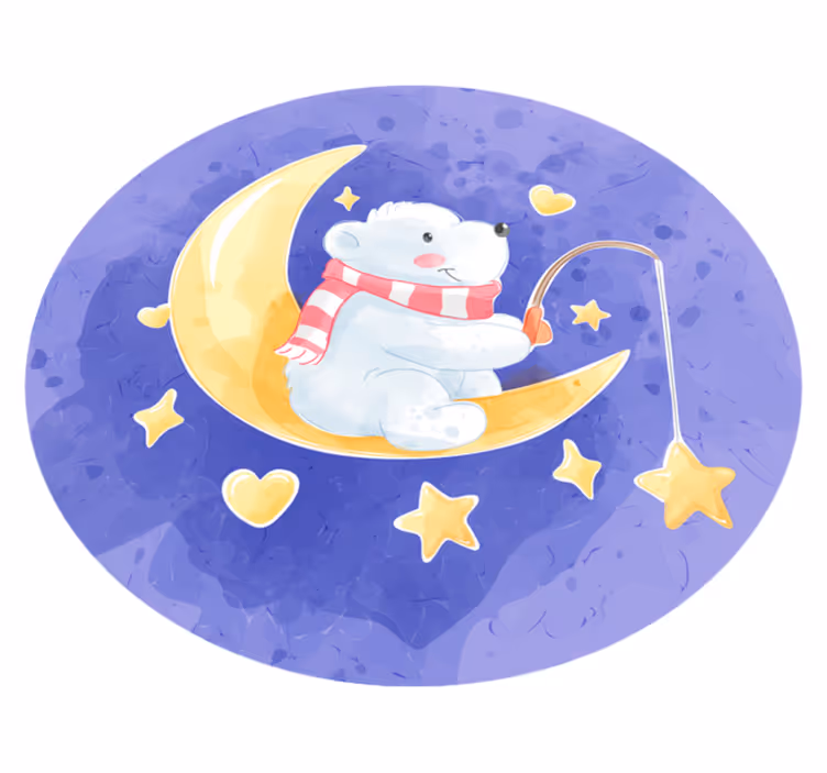 Tapis vinyle chambre bébé ourson au clair de lune - TenStickers