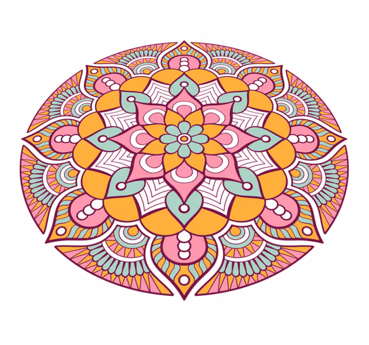 Tapis vinyle mandala concept floral vivant - TenStickers