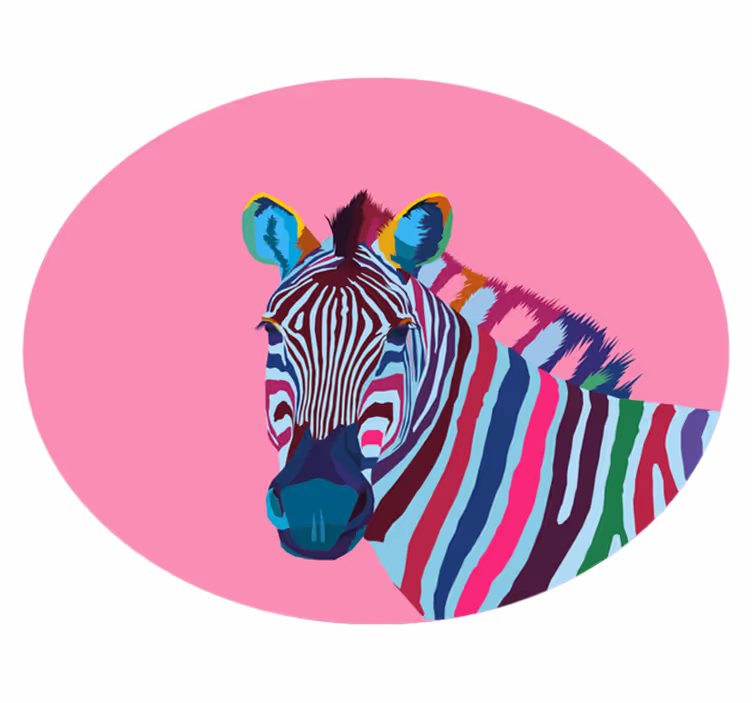 Tapis vinyle animal portrait de zèbre coloré - TenStickers