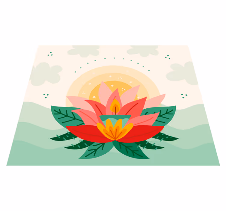 Tapis vinyle fleurs et plantes motif fleur de lotus - TenStickers