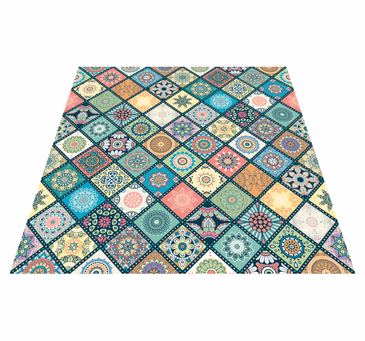 Tapis mosaique vinyle patchwork à motifs de mosaïque - TenStickers