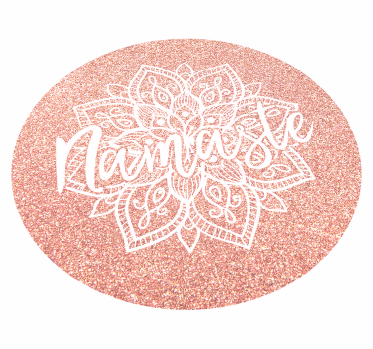 Tapis vinyle mandala motif Namaste rose et blanc - TenStickers