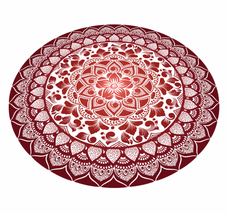 Tapis vinyle mandala motif bordeaux et blanc - TenStickers