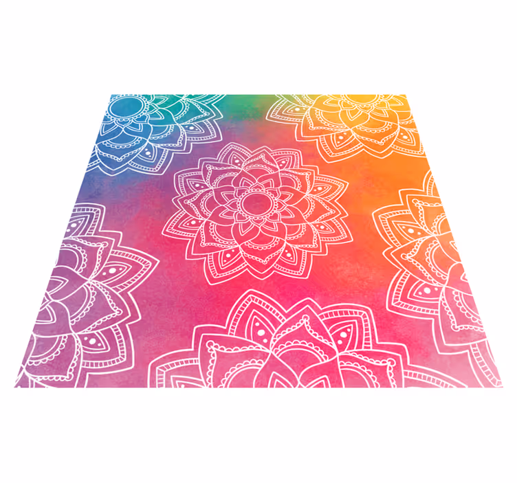 Tapis vinyle mandala motif rouge coloré - TenStickers