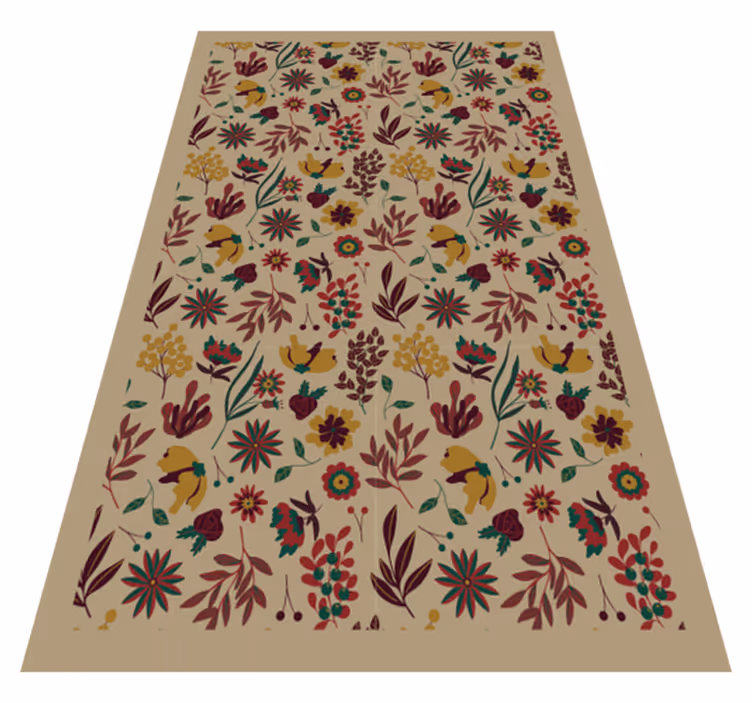 Tapis vinyle fleurs et plantes motifs botaniques d'automne - TenStickers