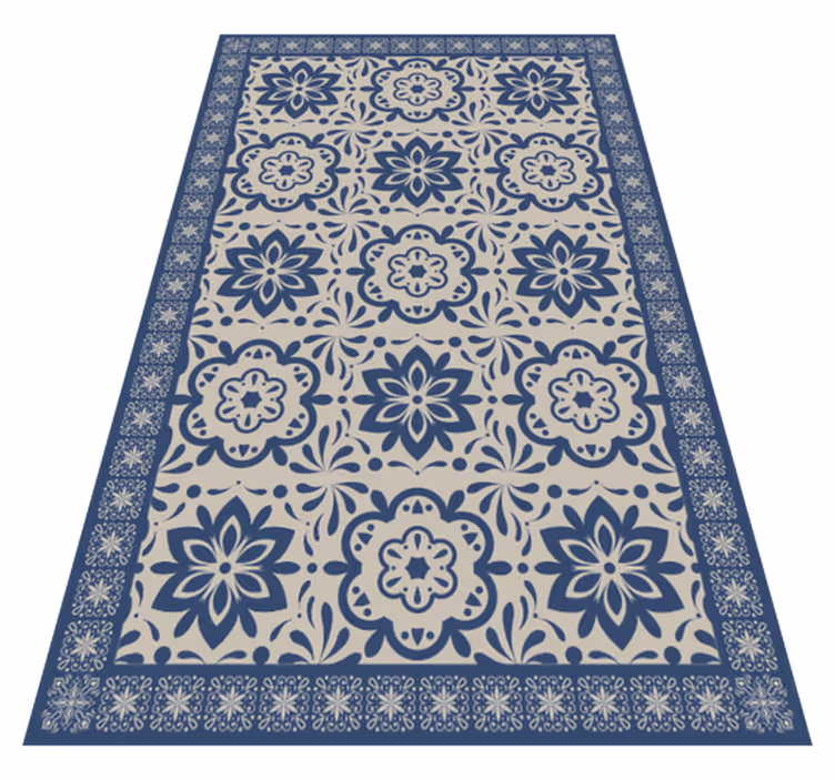 Tapis vinyle carreaux de ciment motif à motif floral - TenStickers