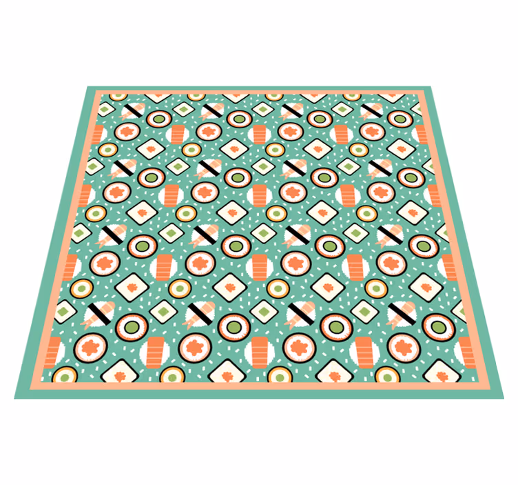 Tapis vinyle cuisine motifs inspirés des sushis - TenStickers