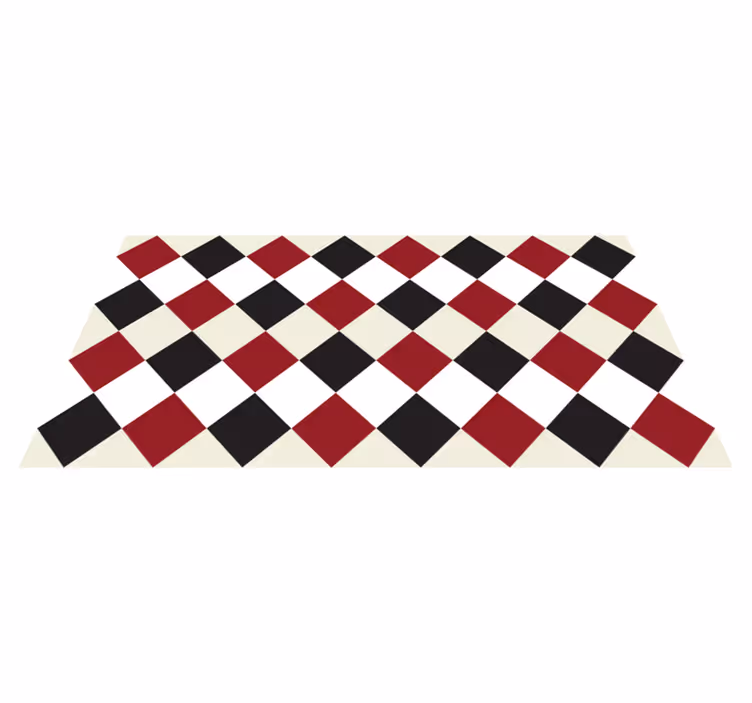 Tapis vinyle cuisine carreaux losanges rouges et noirs - TenStickers