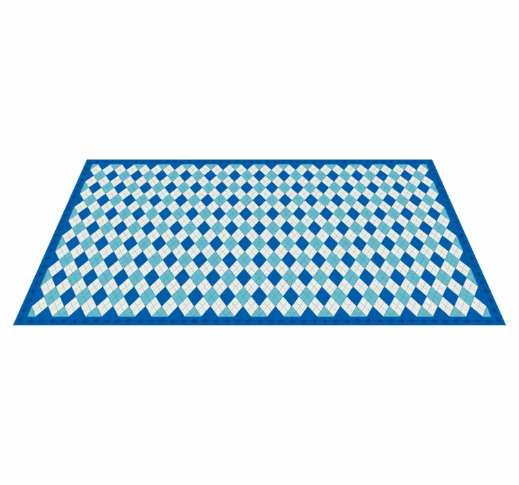 Tapis vinyle carreaux de ciment motif à carreaux bleus - TenStickers