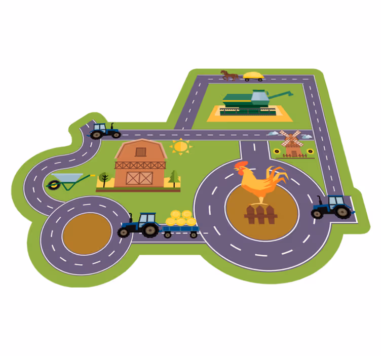 Tapis vinyle autouroute circuit de jeu à la ferme - TenStickers