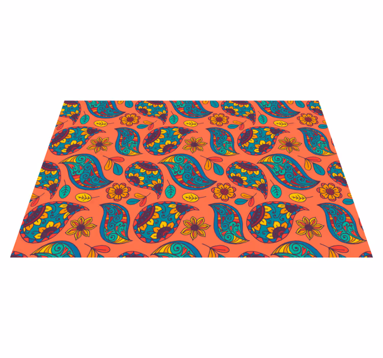 Tapis vinyle fleurs et plantes motif cachemire floral - TenStickers