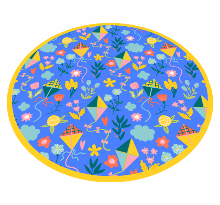 Tapis vinyle fleurs et plantes motif cerf-volant fleuri - TenStickers