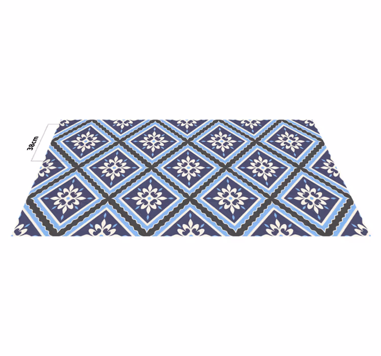 Tapis vinyle cuisine motif floral en tuile - TenStickers