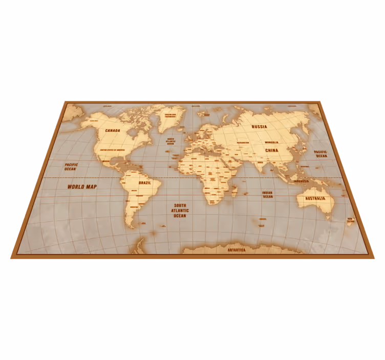 Tapis vinyle carte du monde disposition beige vintage - TenStickers