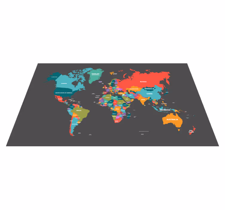 Tapis vinyle carte du monde carte teintée - TenStickers