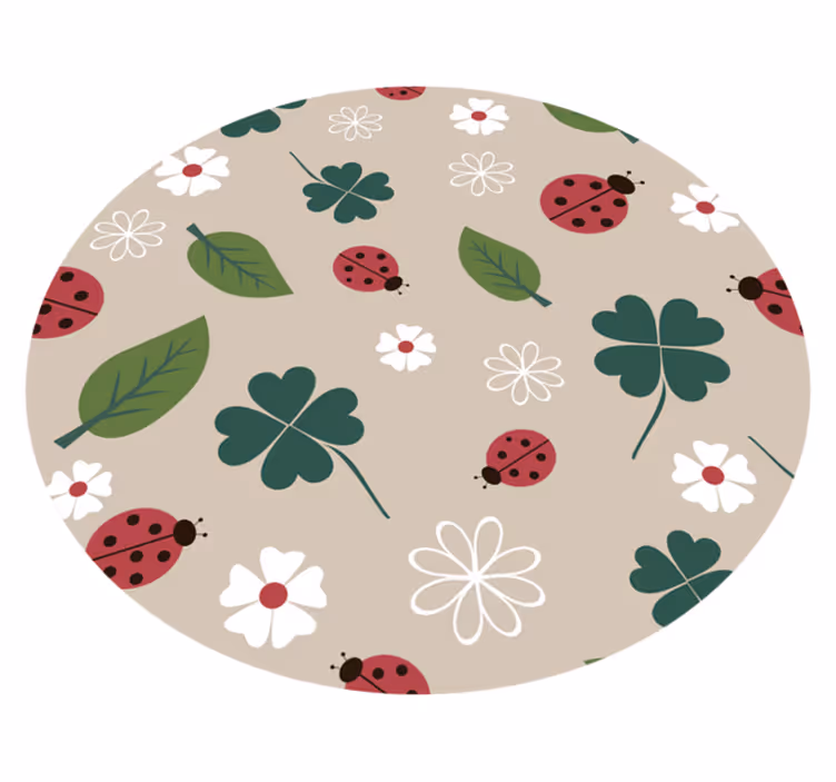 Tapis vinyle fleurs et plantes coccinelles du printemps - TenStickers