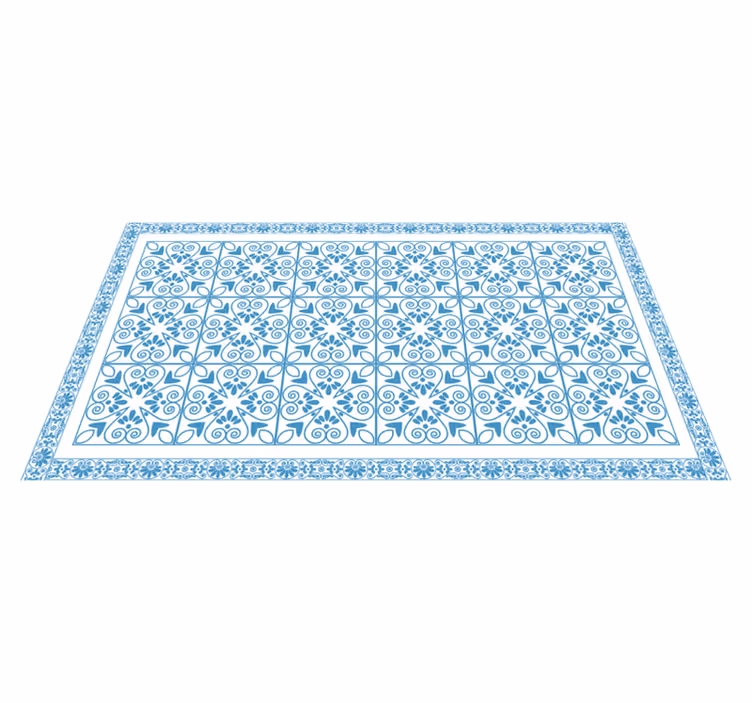 Tapis vinyle cuisine éléments botaniques azur - TenStickers
