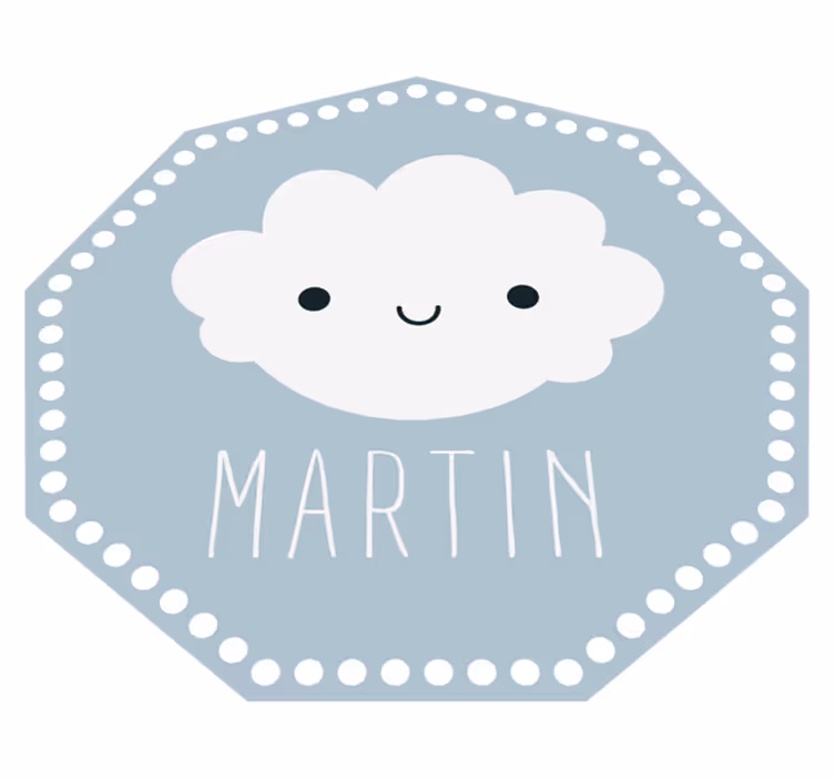 Tapis vinyle chambre bébé nuage gris avec prénom - TenStickers
