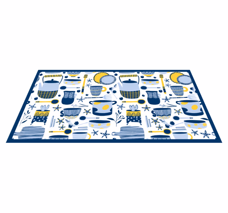 Tapis vinyle cuisine Modèle d'assiettes en céramique - TenStickers