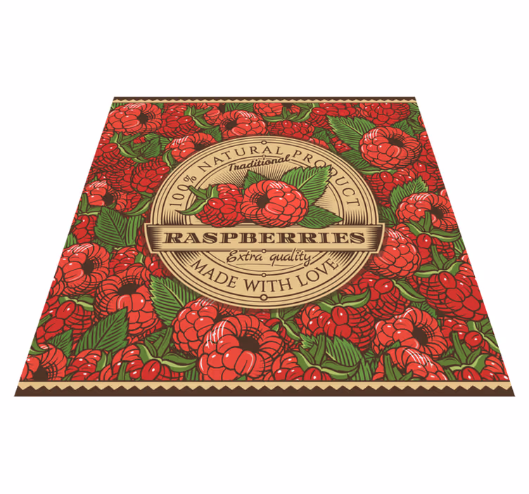 Tapis vinyle cuisine motif floral framboise - TenStickers