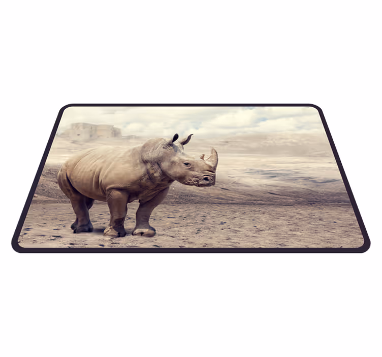 Tapis vinyle animal scène majestueuse du rhinocéros - TenStickers