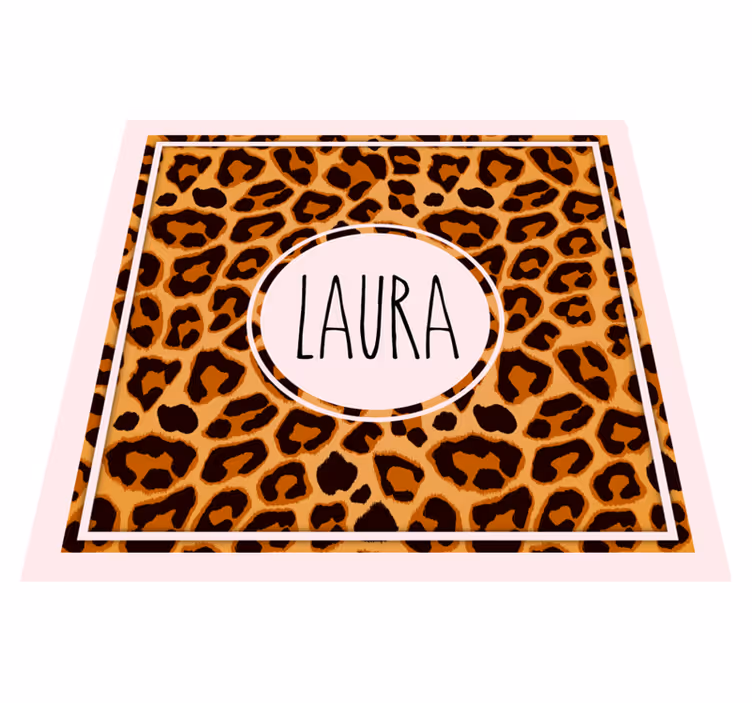 Tapis vinyle ado motif léopard avec nom - TenStickers