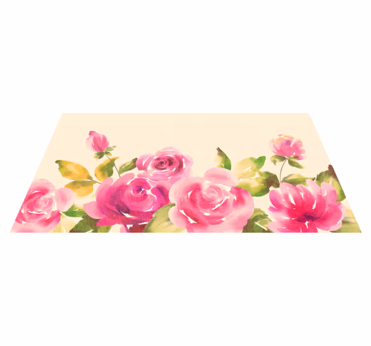 Tapis vinyle fleurs et plantes design floral rose - TenStickers