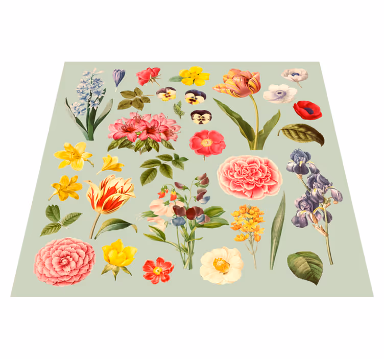 Tapis vinyle fleurs et plantes collection botanique florale - TenStickers
