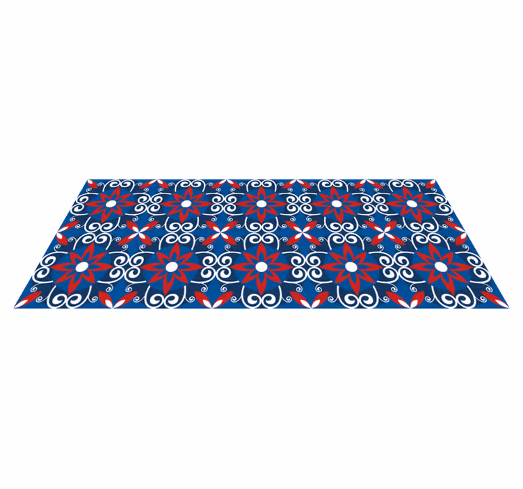 Tapis vinyle carreaux de ciment élément spirale botanique - TenStickers