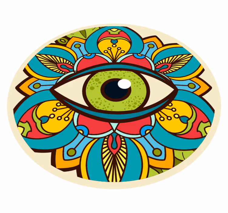 Tapis vinyle mandala motif d'œil coloré - TenStickers