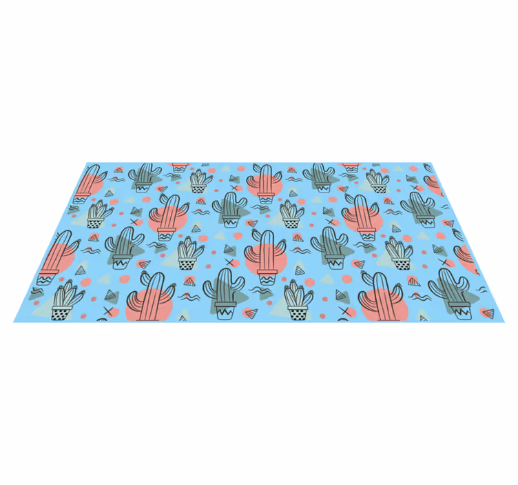Tapis vinyle cuisine motif cactus bleu - TenStickers
