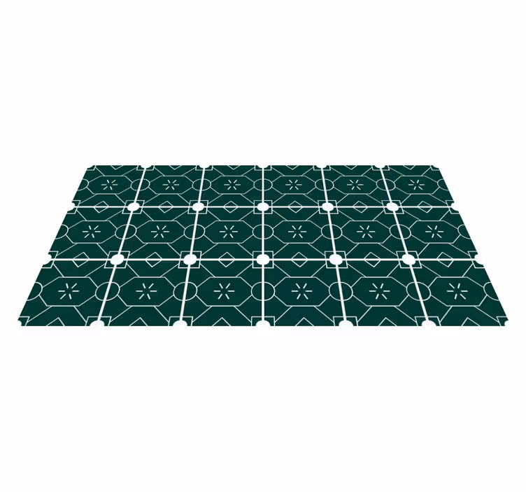Tapis vinyle carreaux de ciment arrangement géométrique vert - TenStickers