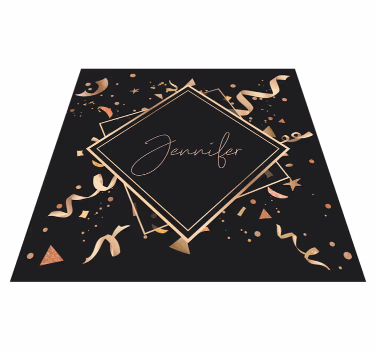 Tapis vinyle ado confettis dorés avec nom - TenStickers