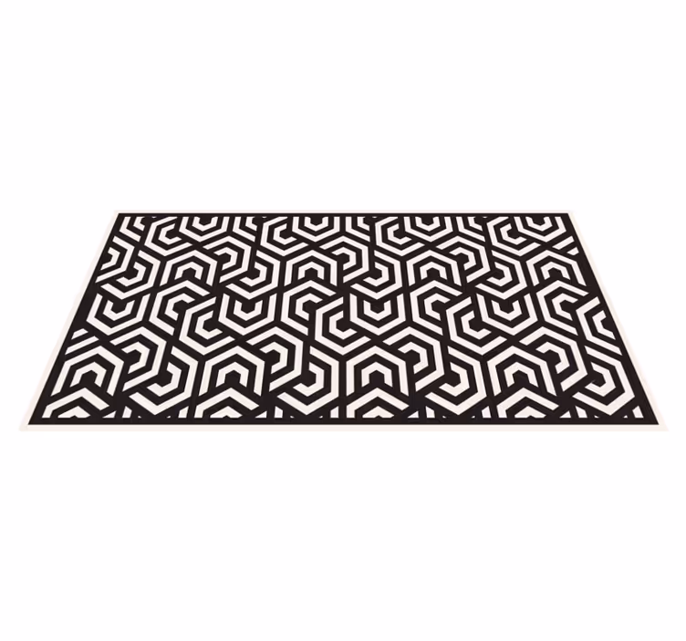 Tapis vinyles géométriques hexagones noirs et blancs - TenStickers