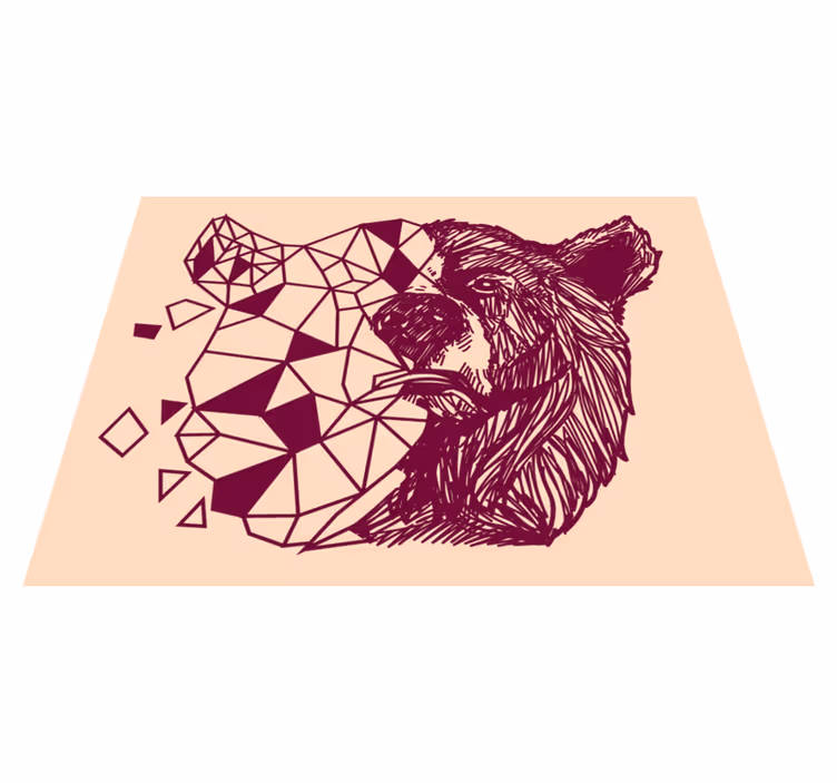 Tapis vinyle animal tête d'ours géométrique - TenStickers