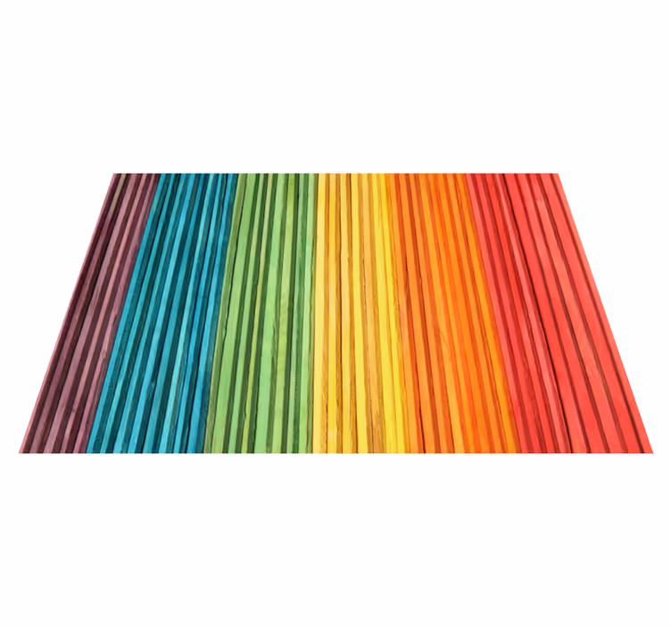 Tapis vinyle imitation parquet couches à rayures arc-en-ciel - TenStickers