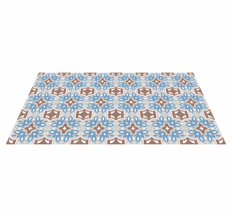 Tapis vinyle cuisine motif floral bleu - TenStickers