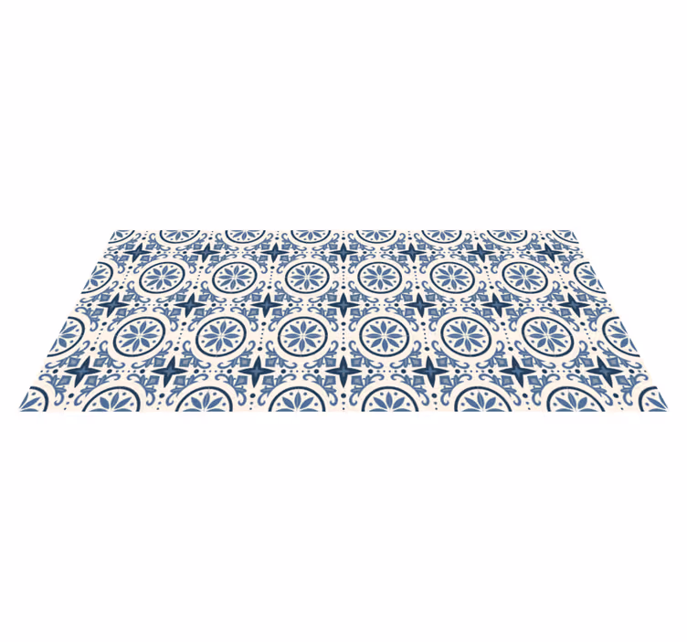 Tapis vinyle carreaux de ciment motif nautique bleu - TenStickers