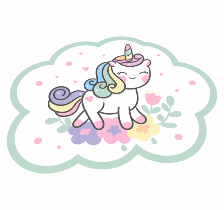 Tapis vinyle pour enfants illustration de licorne mignonne - TenStickers
