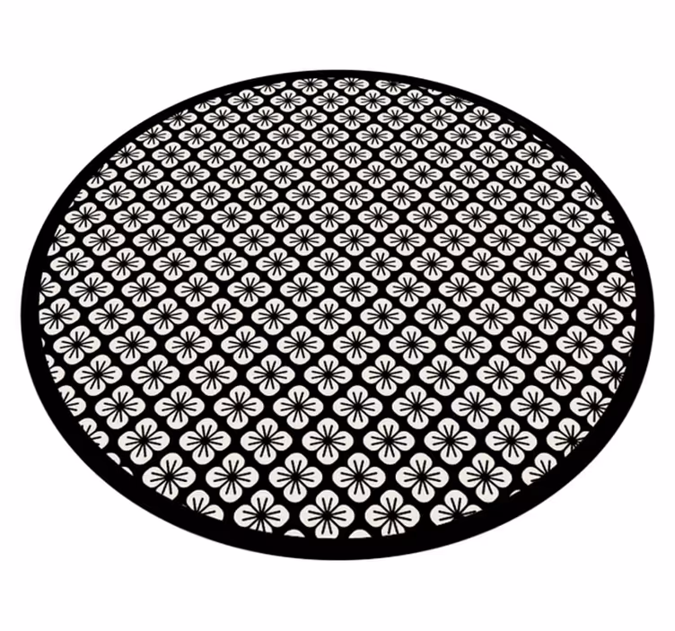 Tapis vinyle fleurs et plantes motif floral noir - TenStickers