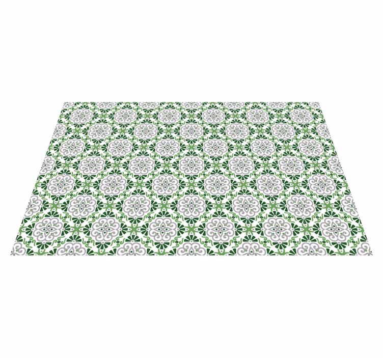 Tapis vinyle cuisine mosaïque florale verte - TenStickers