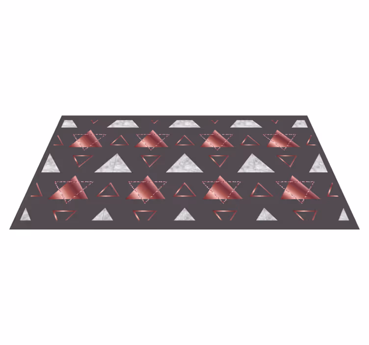 Tapis vinyles géométriques triangles roses et gris - TenStickers