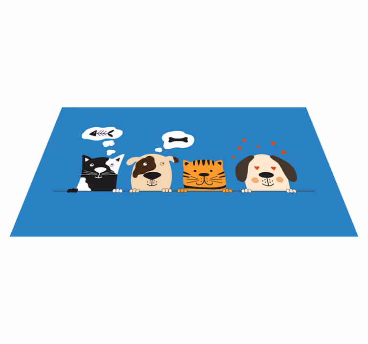 Tapis vinyle entrée expressions d'animaux mignons - TenStickers