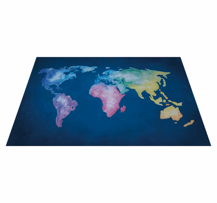 Tapis vinyle carte du monde aquarelle - TenStickers