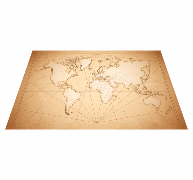 Tapis vinyle carte du monde design beige antique - TenStickers