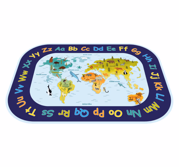 Tapis vinyle alphabet apprentissage de la carte du monde - TenStickers