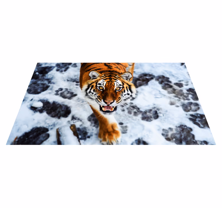 Tapis vinyle animal position du tigre féroce - TenStickers
